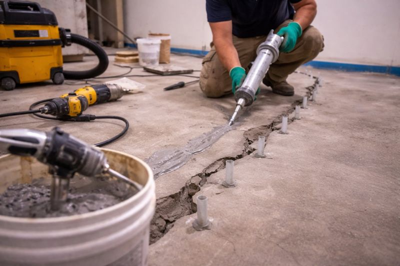 Cracked Basement Floor Repair in North Andover, MA