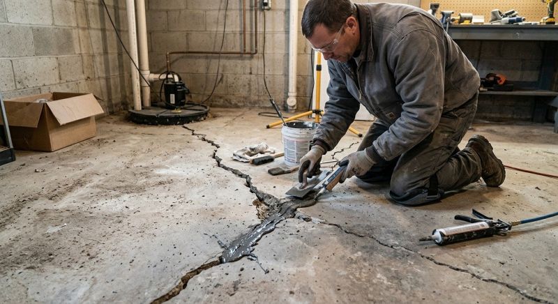 Cracked Basement Floor Repair in North Andover, MA