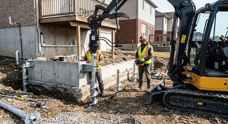 Helical Piers Installation in North Andover, MA