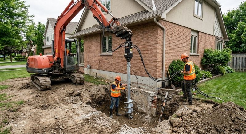 Helical Pile Installation in North Andover, MA