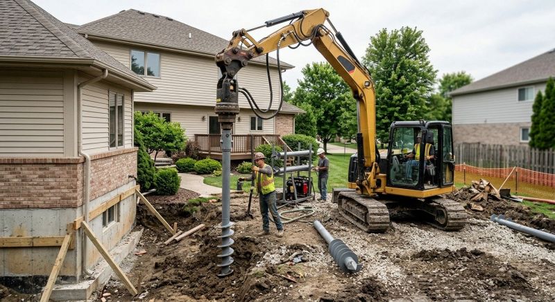 Helical Pile Installation in North Andover, MA