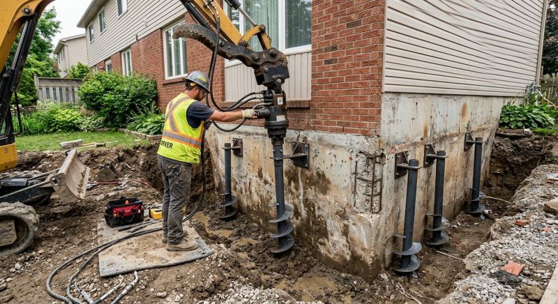 Helical Pile Installation in North Andover, MA