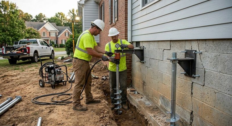 Helical Pile Installation in North Andover, MA