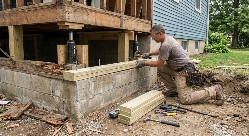 Sinking Foundation Repair in Dracut, MA