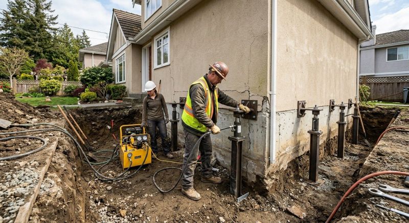 Sinking Foundation Repair in Tewksbury, MA